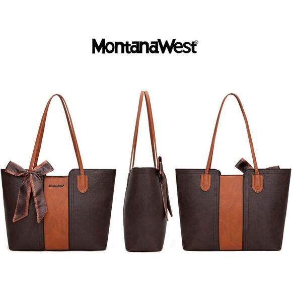 Women Orange Coffee Imported Vegan Leather Top Handle Polyester Lining Tote Bag - Picture 3 of 4
